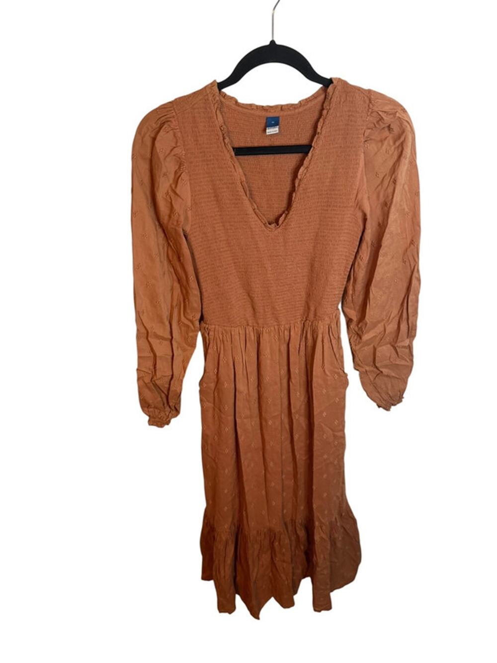 Old Navy Smocked Puff Sleeve Tiered Peasant Midi Dress